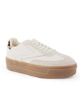 Tenis Beige Blanco Dama Casual Urbano Plataforma Moda Mujer 3280212