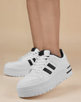 Tenis Blanco Negro Dama Plataforma Alta Casual Moda Sneakers Comodo Urbano 3280217