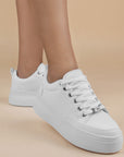 Tenis Blanco Sneaker Mujer Suela Chunky Agujetas Casual 3280218