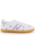 Tenis Blanco Morado Mujer Casual Agujetas Estampado Moda Sneakers 3280221