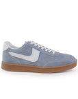 Tenis Azul Blanco Mujer Agujeta Moda Dama Suela Plana Casual Basico 3280222