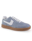 Tenis Azul Blanco Mujer Agujeta Moda Dama Suela Plana Casual Basico 3280222