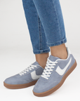 Tenis Azul Blanco Mujer Agujeta Moda Dama Suela Plana Casual Basico 3280222
