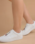 Tenis Blanco Dama Agujeta Suela Baja Urbano Casual Moda Basico 3280224