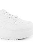 Tenis Blanco Dama Plataforma Gruesa Agujetas Estilo Casual Moda 3280226