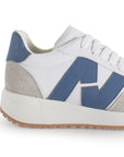 Tenis Blanco Azul Mujer Agujeta Casual Comodo Sneakers Urbano 4530044