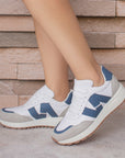 Tenis Blanco Azul Mujer Agujeta Casual Comodo Sneakers Urbano 4530044