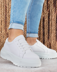 Tenis Blanco Casual Mujer Plataforma Dama Moda Urbano Basico 4760066