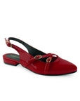Balerina Rojo Dama Doble Hebilla Tacon Bajo Destalonada Moda 4070059