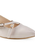 Balerina Beige Dama Doble Hebilla Tacon Bajo Destalonada Moda 4070060
