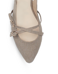 Balerina Beige Dama Doble Hebilla Tacon Bajo Destalonada Moda 4070061