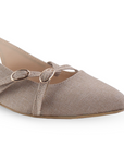 Balerina Beige Dama Doble Hebilla Tacon Bajo Destalonada Moda 4070061