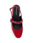 Zapatilla Rojo Estoperoles Ajuste Hebilla Casual Moda Mujer Tacon Bajo 4070065