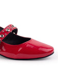 Zapatilla Rojo Estoperoles Ajuste Hebilla Casual Moda Mujer Tacon Bajo 4070065