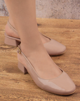 Zapatilla Beige Dama Tacon Bajo Ajuste Hebilla Destalonada Casual 4070068