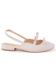 Balerina Beige Talon Descubierto Moños Casual Moda Zapatos Mujer 4070072