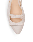 Balerina Beige Talon Descubierto Moños Casual Moda Zapatos Mujer 4070072