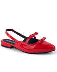 Balerina Rojo Talon Descubierto Moños Casual Moda Zapatos Mujer 4070073