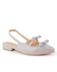 Balerina Beige Talon Descubierto Moños Casual Moda Zapatos Mujer 4070075