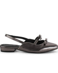 Balerina Gris Talon Descubierto Moños Casual Moda Zapatos Mujer 4070080