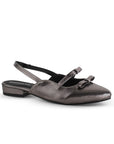 Balerina Gris Talon Descubierto Moños Casual Moda Zapatos Mujer 4070080