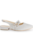 Zapatilla Beige Tacon Bajo Destalonado Doble Hebilla Moda Casual 4070081