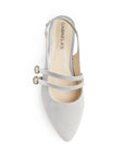 Zapatilla Beige Tacon Bajo Destalonado Doble Hebilla Moda Casual 4070081