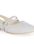 Zapatilla Beige Tacon Bajo Destalonado Doble Hebilla Moda Casual 4070081