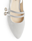 Zapatilla Beige Tacon Bajo Destalonado Doble Hebilla Moda Casual 4070081