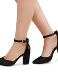 Zapatilla Negro Tipo Stiletto Tacon Ancho Moño Formal 4950006