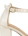 Zapatilla Beige Dama Tacón Bajo Cuadrado Casual Pulsera Ajuste 460468