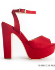 Zapatilla Rojo Mujer Tacón Elegante Punta Abierta Casual Pulsera 3660275