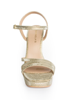 Zapatilla Oro Dama Fiesta Tiras Tacón Moda Mujer 3660395
