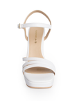 Zapatilla Blanco Dama Fiesta Tiras Tacón Moda Mujer 3660396