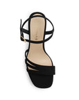 Zapatilla Negro Dama Fiesta Tiras Tacón Moda Mujer 3660398