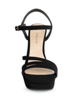 Zapatilla Negro Dama Fiesta Tiras Tacón Moda Mujer 3660398