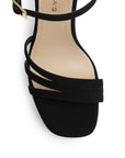 Zapatilla Negro Dama Fiesta Tiras Tacón Moda Mujer 3660398