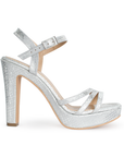 Zapatilla Plata Dama Fiesta Tiras Tacón Moda Mujer 3660399