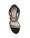 Zapatilla Negro Plata Mujer Tiras Pedreria Tacon Delgado Mujer Casual 3660426