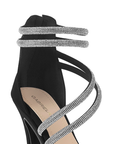 Zapatilla Negro Plata Mujer Tiras Pedreria Tacon Delgado Mujer Casual 3660426