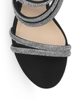 Zapatilla Negro Plata Mujer Tiras Pedreria Tacon Delgado Mujer Casual 3660426