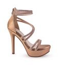Zapatilla Oro Rosa Mujer Tiras Pedreria Tacon Delgado Mujer Casual 3660442