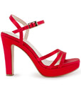 Zapatilla Rojo Dama Fiesta Tiras Tacon Moda Mujer 3660449