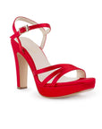 Zapatilla Rojo Dama Fiesta Tiras Tacon Moda Mujer 3660449