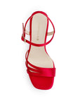 Zapatilla Rojo Dama Fiesta Tiras Tacon Moda Mujer 3660449