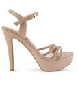 Zapatilla Maquillaje Oro Rosado Elegante Dama Tiras Brillos Hebilla Tacon Delgado 3660454