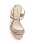 Zapatilla Maquillaje Oro Rosado Elegante Dama Tiras Brillos Hebilla Tacon Delgado 3660454
