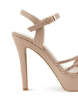 Zapatilla Maquillaje Oro Rosado Elegante Dama Tiras Brillos Hebilla Tacon Delgado 3660454
