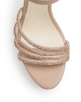 Zapatilla Maquillaje Oro Rosado Elegante Dama Tiras Brillos Hebilla Tacon Delgado 3660454