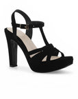 Zapatilla Negro Mujer Tacon Alto Descubierto Formal Moda Casual 3660465